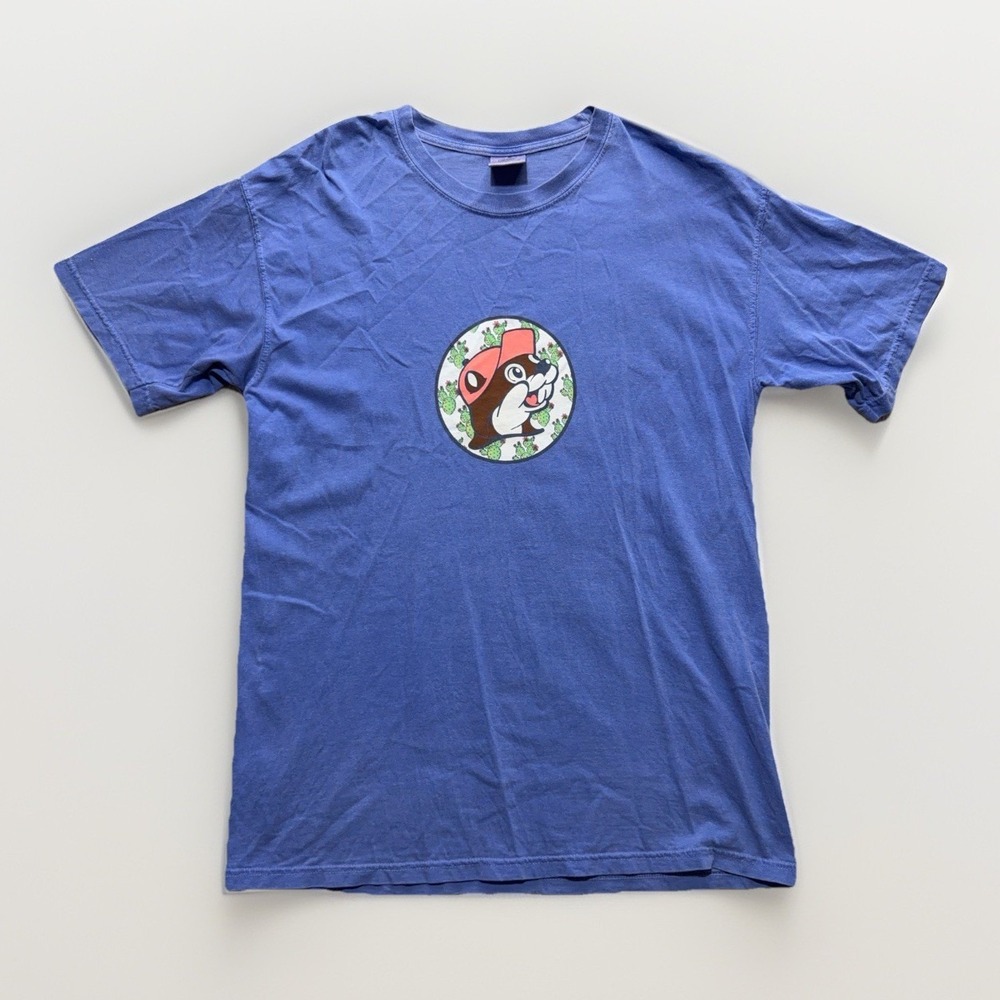 Comfort Colors Buc-ees T Shirt Mens L Blue Cactus Always On Point Graphic Tee